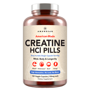 American-Made Creatine HCl (120 Veggie Capsules) Creatine HCl Amandean