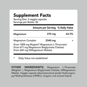 Magnesium L-Threonate Complex With Magtein (90 Veggie Capsules) Magnesium Amandean