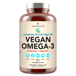 Vegan Omega-3 (DHA + EPA) 500mg Capsules Amandean 120 count