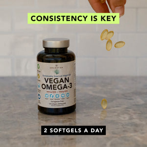 Vegan Omega-3 (DHA + EPA) 500mg Capsules Amandean 120 count, 60 count