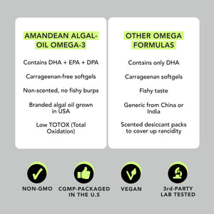 Vegan Omega-3 (DHA + EPA) 500mg Capsules Amandean 120 count, 60 count