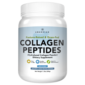 Amandean Grass-Fed, Pasture-Raised unflavored collagen peptides for hair, nails, skin, joints, bones, flexibility, lean muscle, healthy metabolism. Keto and Paleo friendly collagen protein.