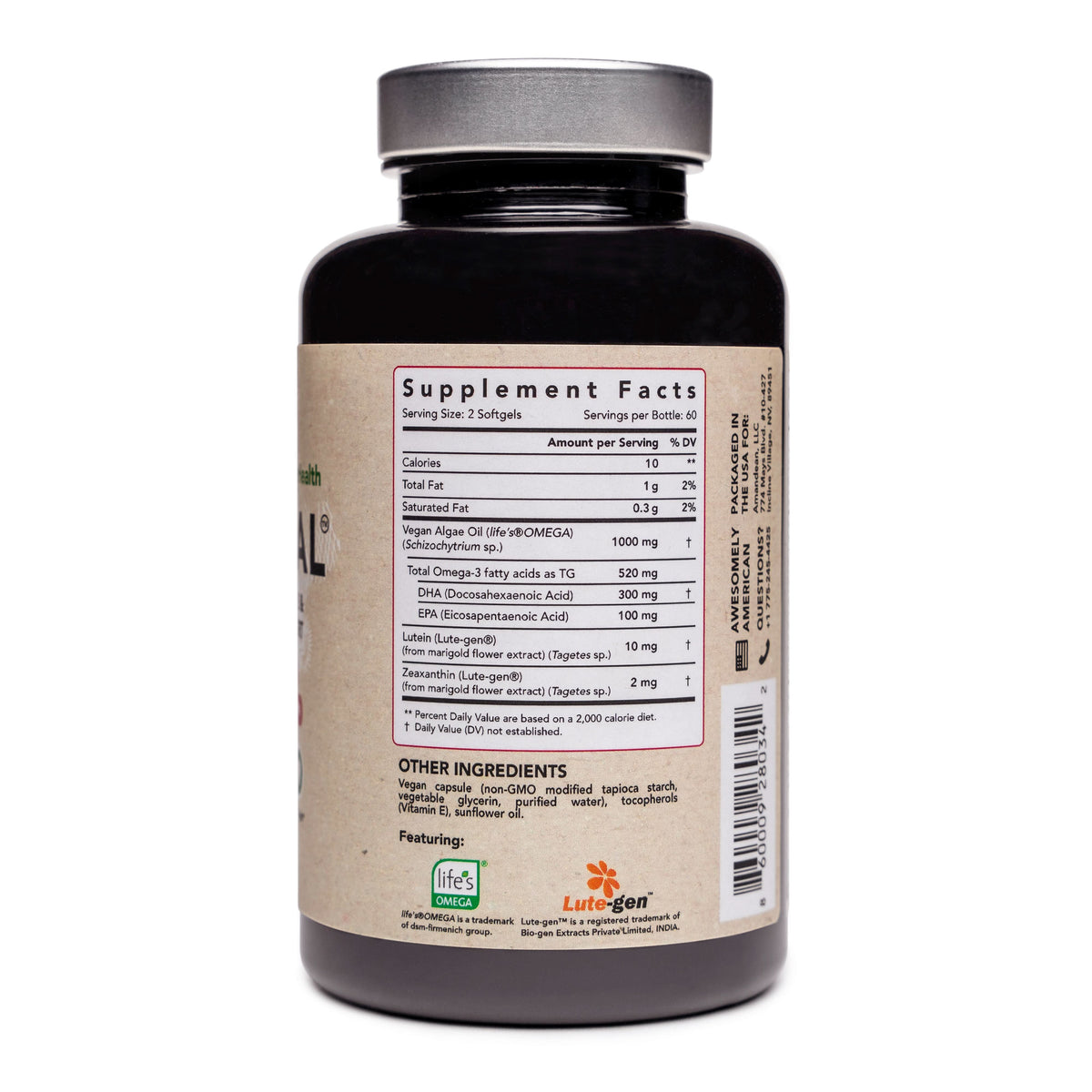 AMANDEAN EYEDEAL® Eye Vitamins with Lutein &amp; Zeaxanthin + Vegan Algal Omega-3