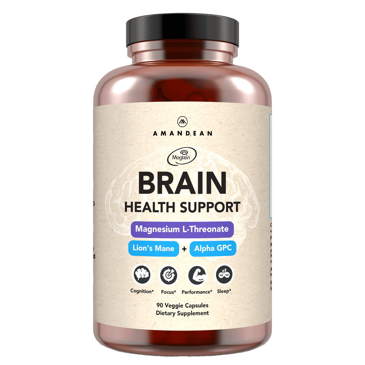 Brain Health Supplement (90 Veggie Capsules) Amandean 