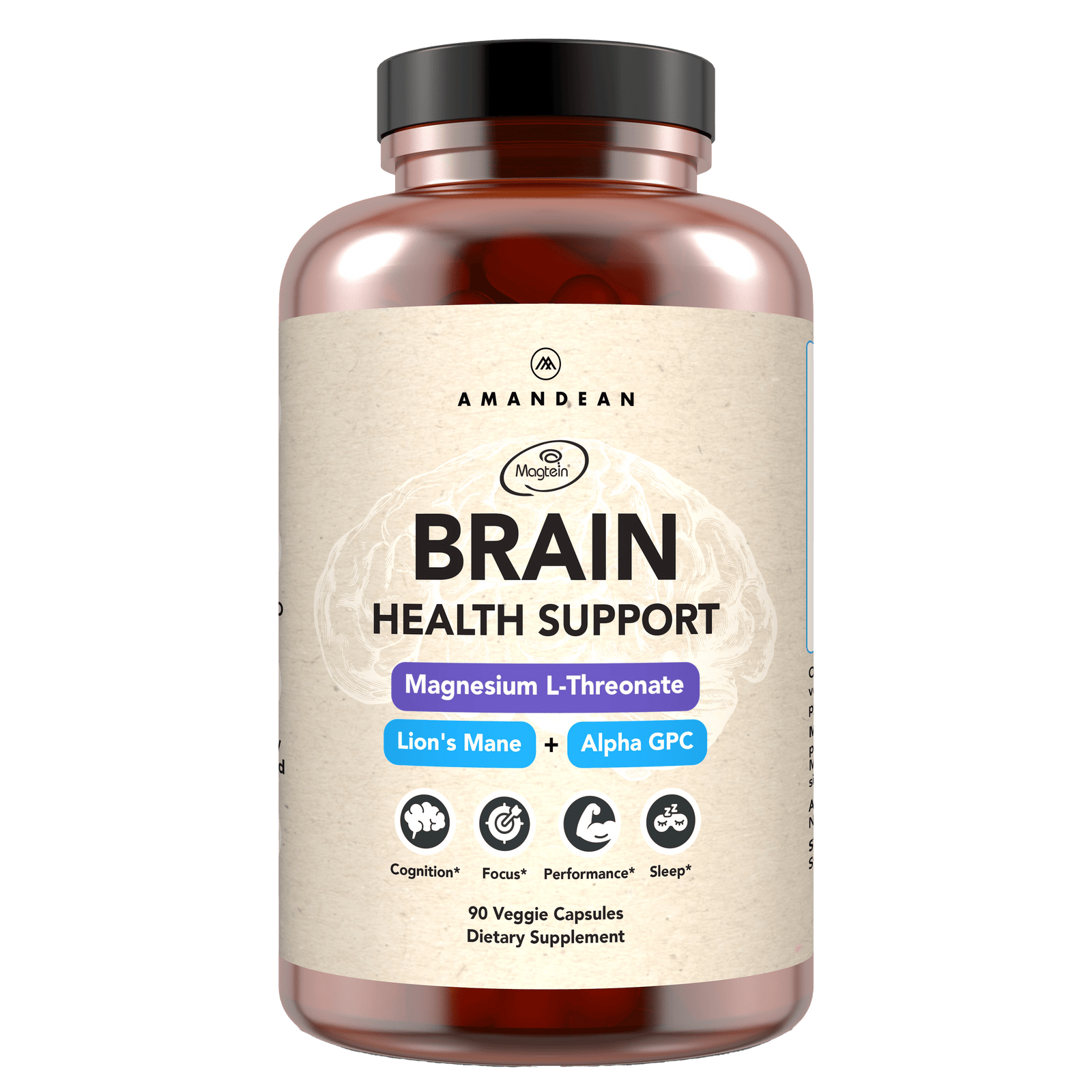 Brain Health Supplement (90 Veggie Capsules) Amandean 