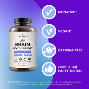 Brain Health Supplement (90 Veggie Capsules) Amandean 