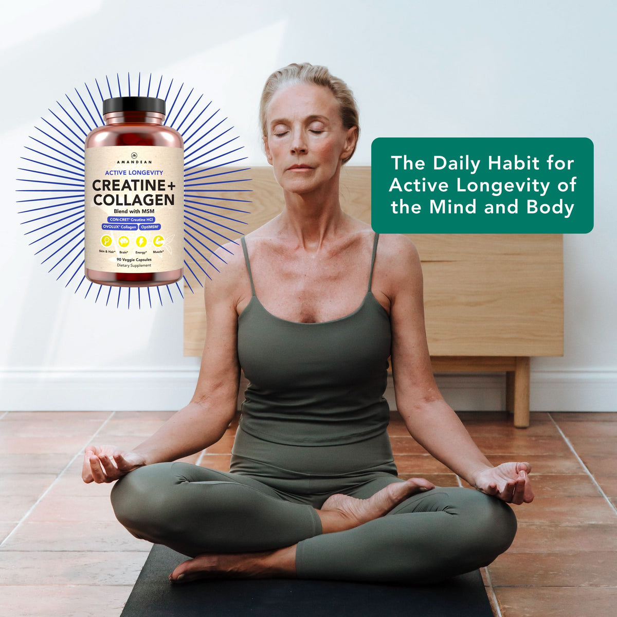 AMANDEAN Creatine and Collagen + MSM Capsules - CON-CRET HCl, OVOLUX Eggshell Collagen and OptiMSM