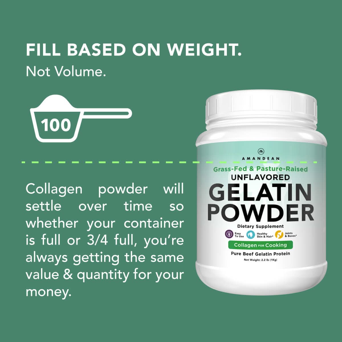 Premium Grass-Fed Gelatin Powder (1kg) Gelatin Amandean 