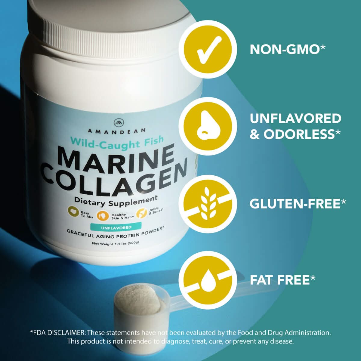 Premium Marine Collagen Powder 17.6 Oz Collagen Amandean 
