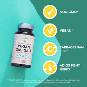 Vegan Omega-3 (DHA + EPA) 500mg Capsules Amandean 60 count 