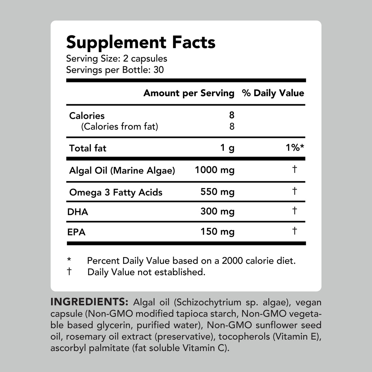 Vegan Omega-3 500mg Capsules Amandean 60 count 