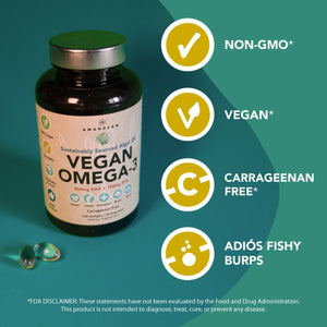 Vegan Omega-3 (DHA + EPA) 500mg Capsules 120 count