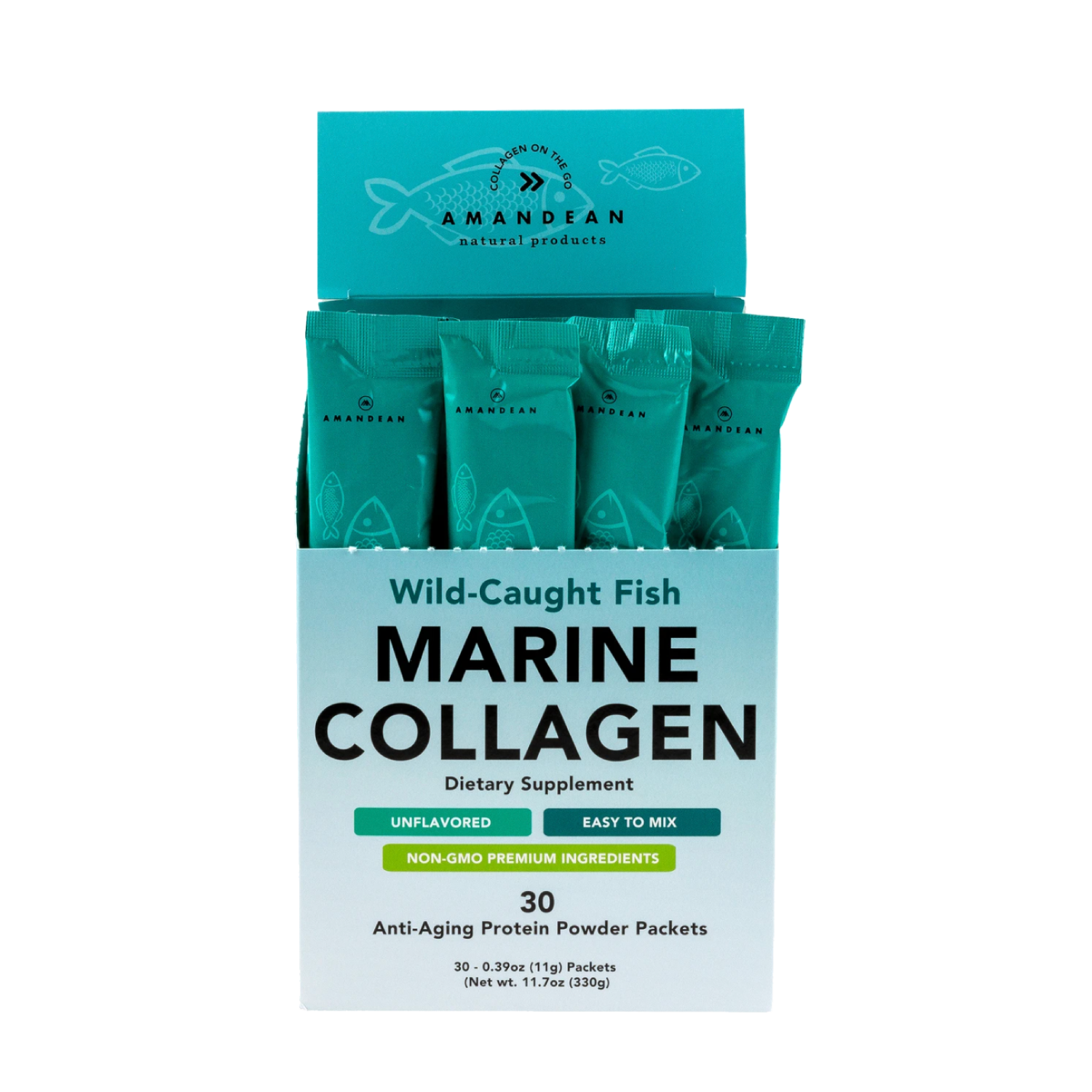 Wild-Caught Marine Collagen - 30 Individual Stick Packs Collagen Amandean