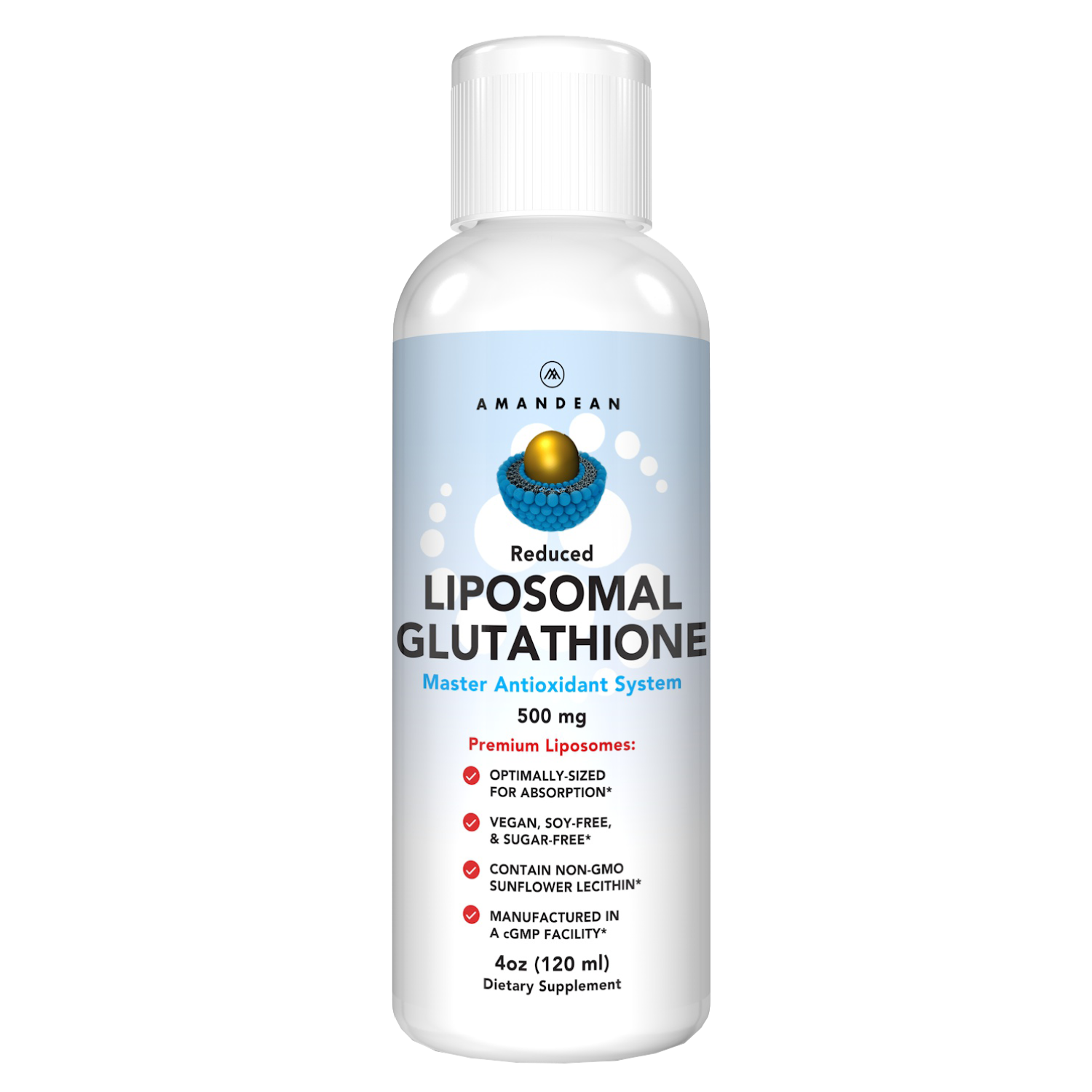 Premium Reduced Liposomal Glutathione (4oz) - The Body's Master Antioxidant Amandean